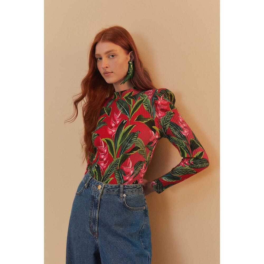 Red Dream Garden Long Sleeve Bodysuit